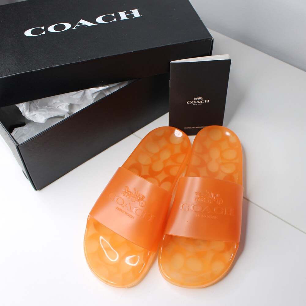 New Coach Limited Edition Logo Sandals Womens Size 6B Candy Orange